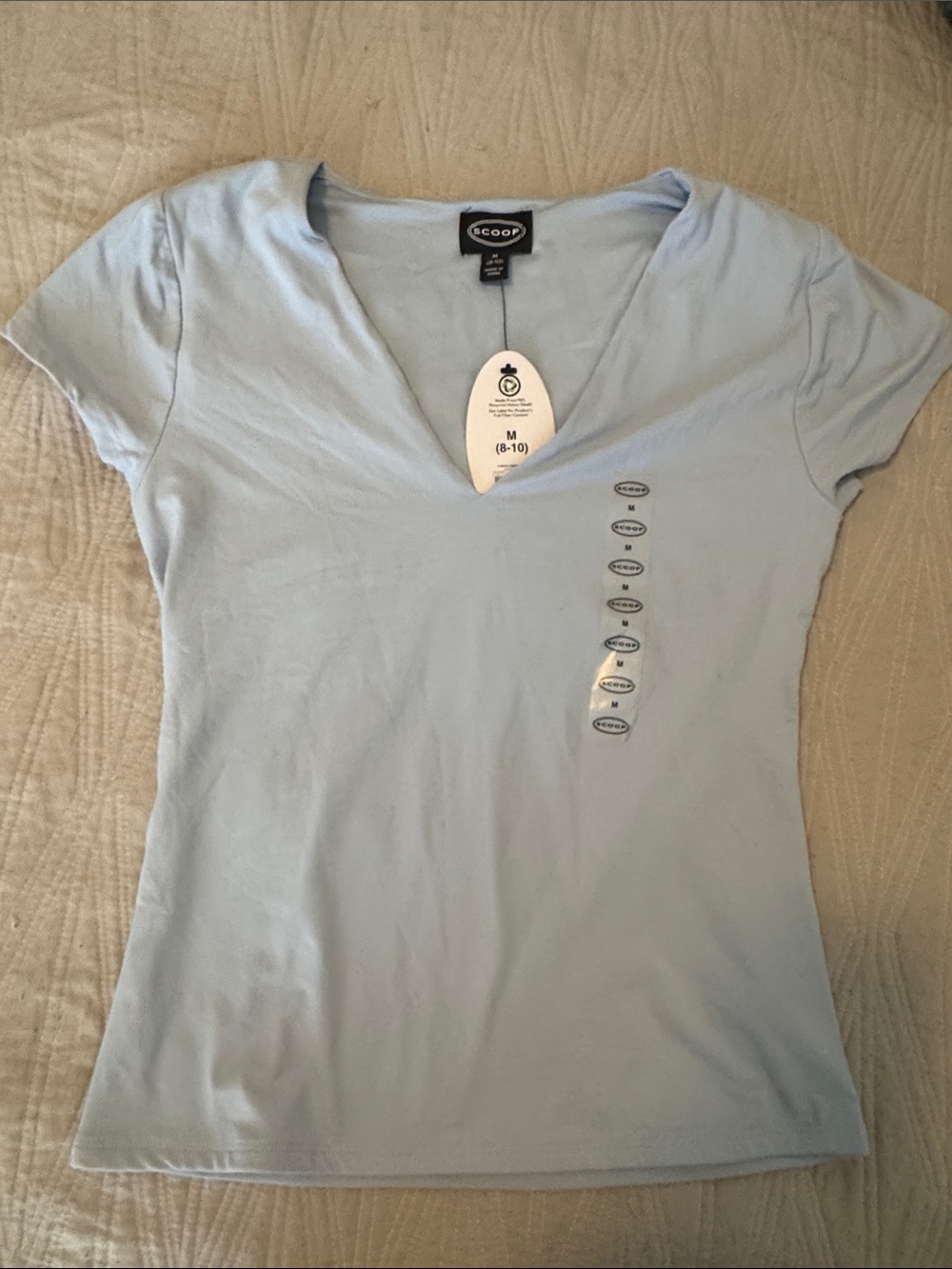 Light Blue V-Neck Short Sleeve Tee